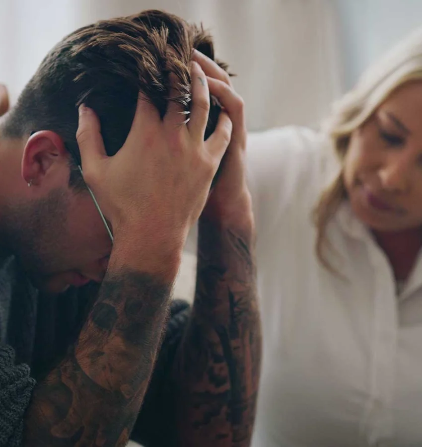 Sad, stress and depression people in therapy for mental health support