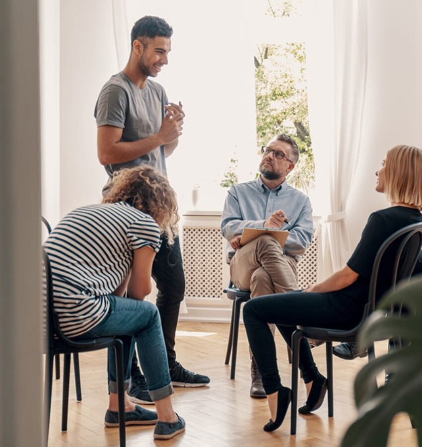 Group counseling session at a marijuana treatment center with therapist support in Los Angeles, CA Group counseling session at a marijuana treatment center with therapist support in Los Angeles, CA
