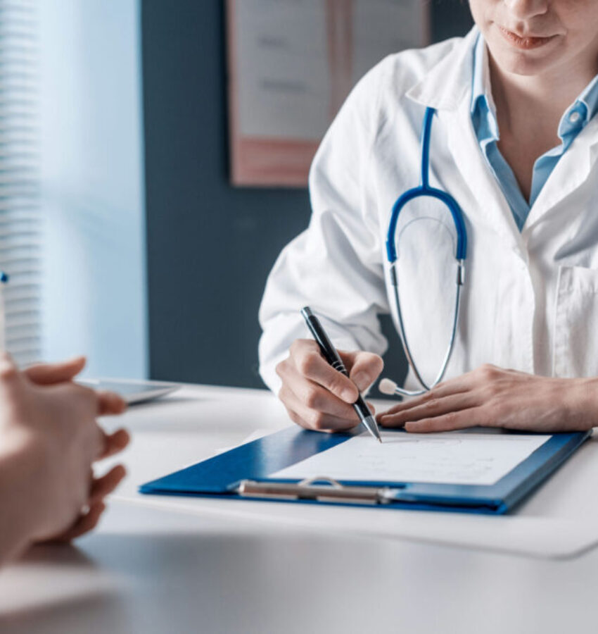Doctor in Los Angeles, California, about to give a prescription for addiction treatment. Doctor in Los Angeles, California, about to give a prescription for addiction treatment.