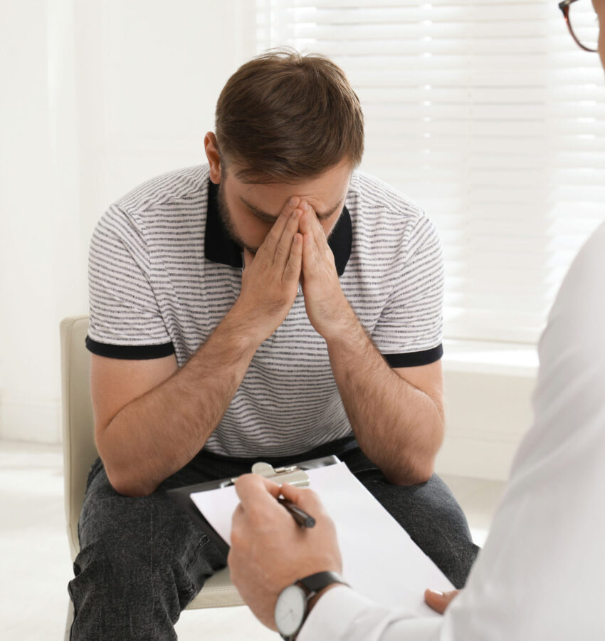 Worried patient at heroin addiction treatment in Los Angeles, CA
