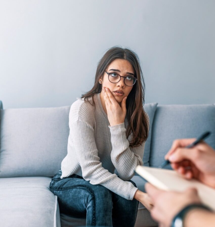 A woman and her therapist at a marijuana addiction treatment center in Los Angeles, CA A woman and her therapist at a marijuana addiction treatment center in Los Angeles, CA