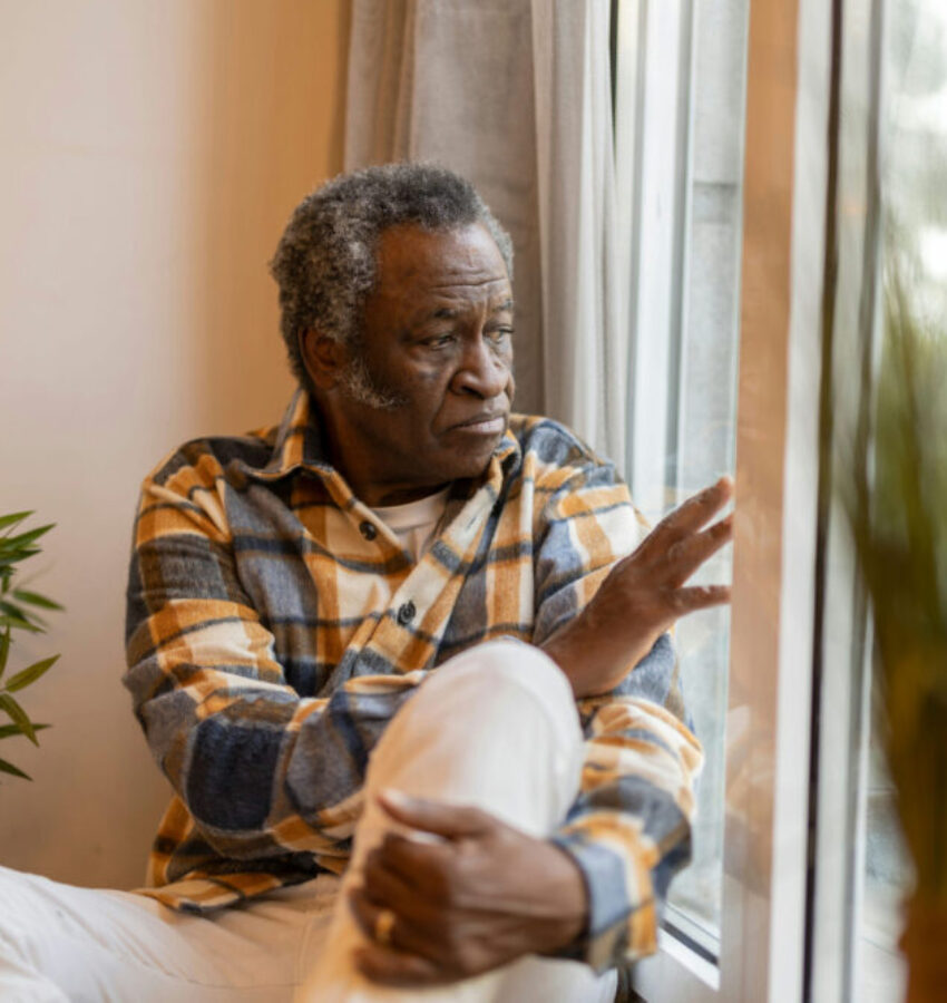 an elderly man receiving schizophrenia treatment in a Los Angeles, CA facility